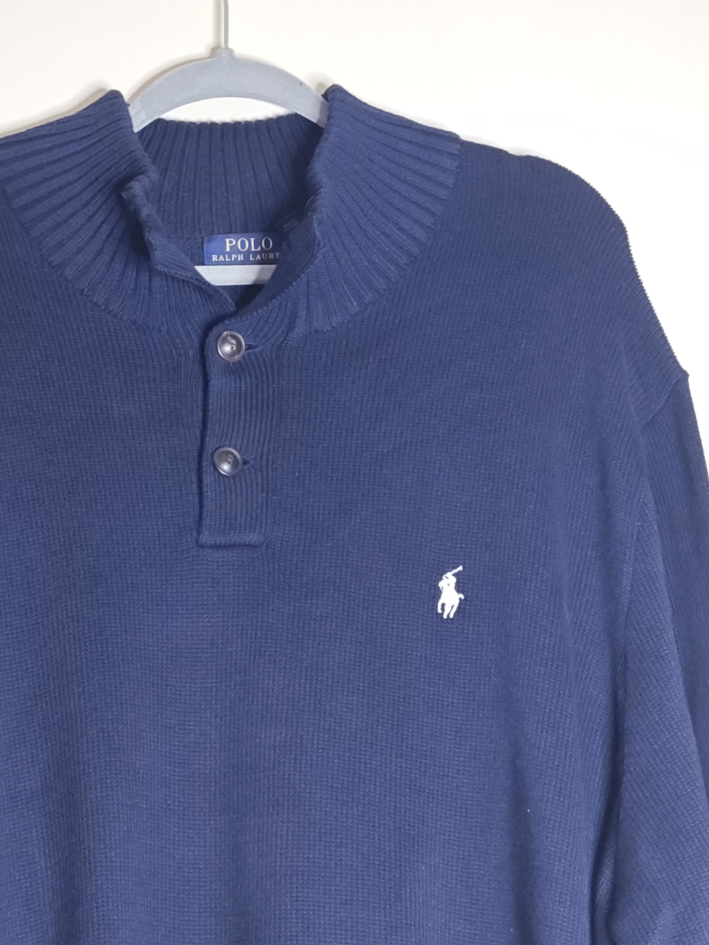 Polo by Ralph Lauren Men's Navy Button-Neck Knit Sweater 4XLT
